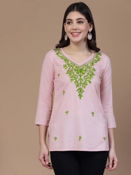 Falak Kashmiri Light Pink Kurti