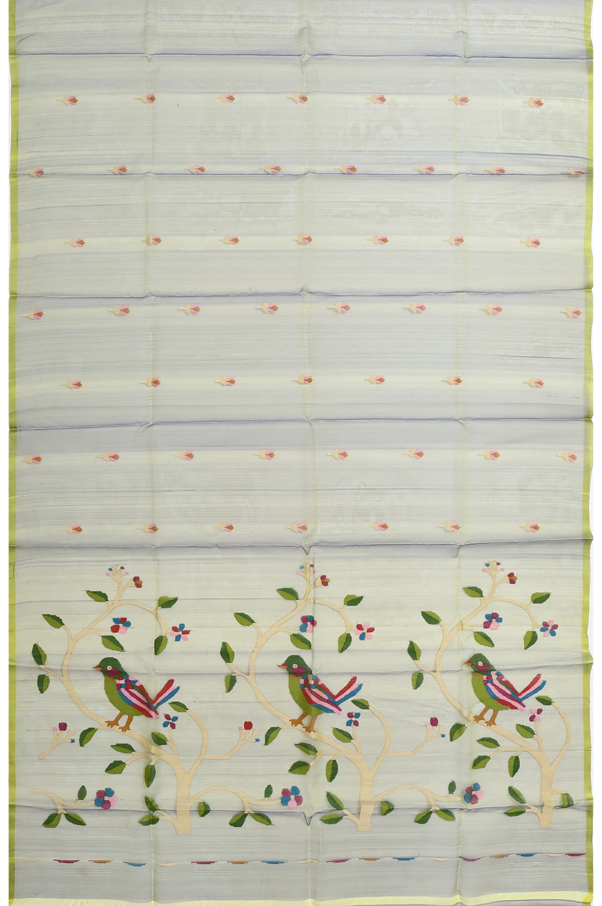 Green Bengal Jamdani Saree - Image 4