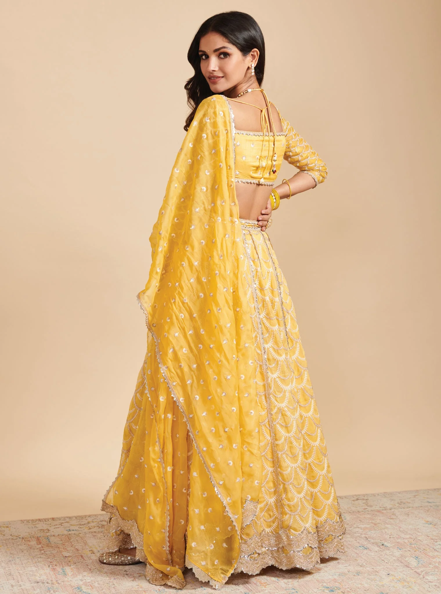 Morni Organza Yellow Lehenga - Image 2