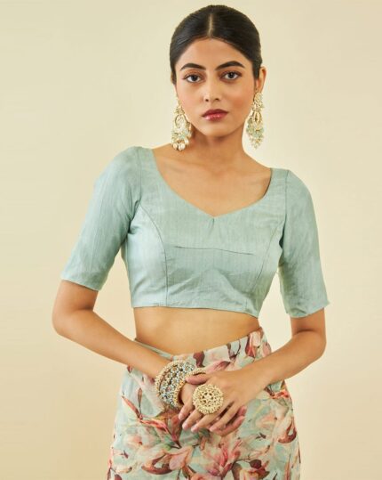 Floral Print Saree with Contrast Border