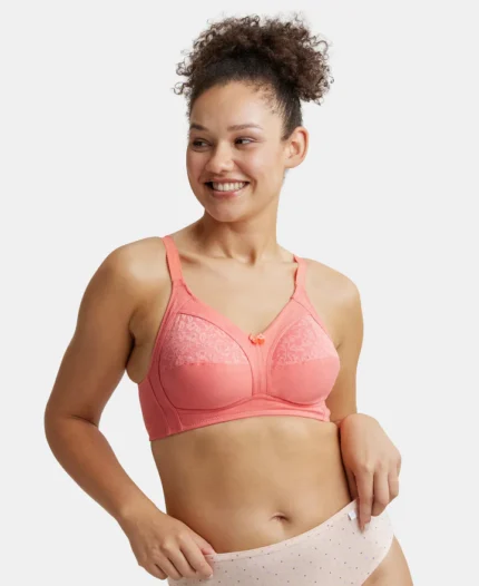 Blush Pink Non Padded Super Combed Cotton Elastane Stretch Full Coverage Plus Size Bra