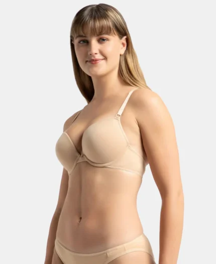 Light Skin Wired Padded Super Combed Cotton Elastane Stretch Medium Coverage