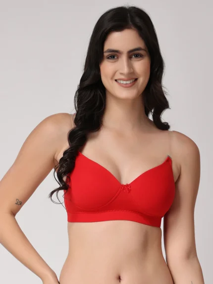  Red  Full Coverage Heavily Padded Convertible-Straps T-Shirt Bra