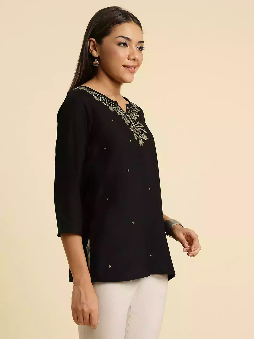 Black Pashmina Work Short Kurti - Image 7