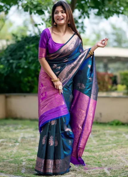 Gorgeous Jacquard Zari Work Banarasi Silk Saree Festive Wear