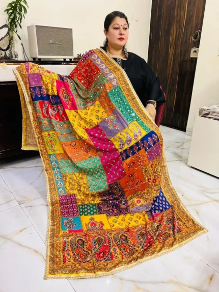 Multicolor Dupatta for Women, Designer Chunari Dupatta, Indian Dupattas, Phulkari Dupatta, Pakistani Dupatta, Mirror work Dupatta, Chunni