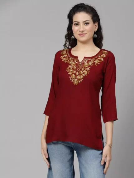 Inara Maroon Short Kurti