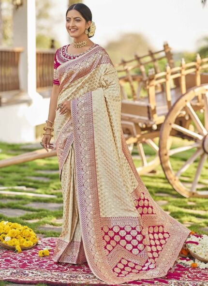 Benarasi Silk Jacquard Zari Saree Festive Wear