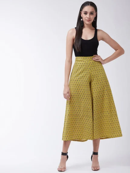 Yellow Printed Kalamkari Handloom Palazzo