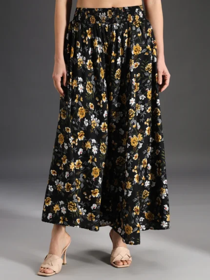 Women Flared Multicolor Viscose Rayon Palazzos