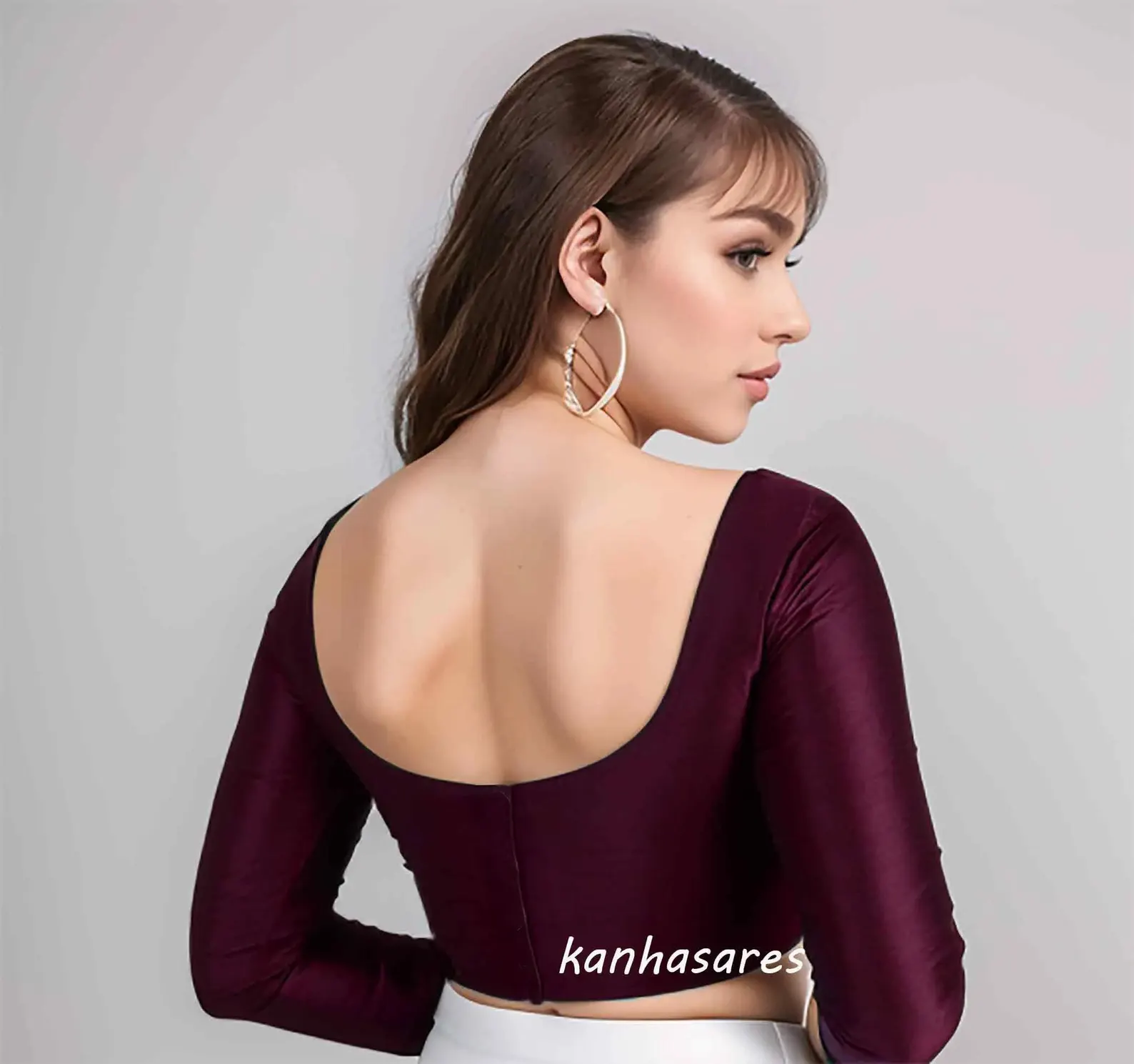 Readymade Saree Blouse Custom Made High Neck Raw Silk Saree Blouse - Image 5