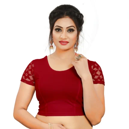 Maroon Round Neck Women Blouse